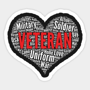 Veteran Heart Shape Word Cloud Design design Sticker